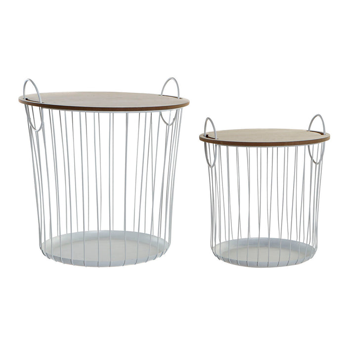 Set de 2 mese DKD Home Decor Alb Natural 43 x 43 x 46 cm