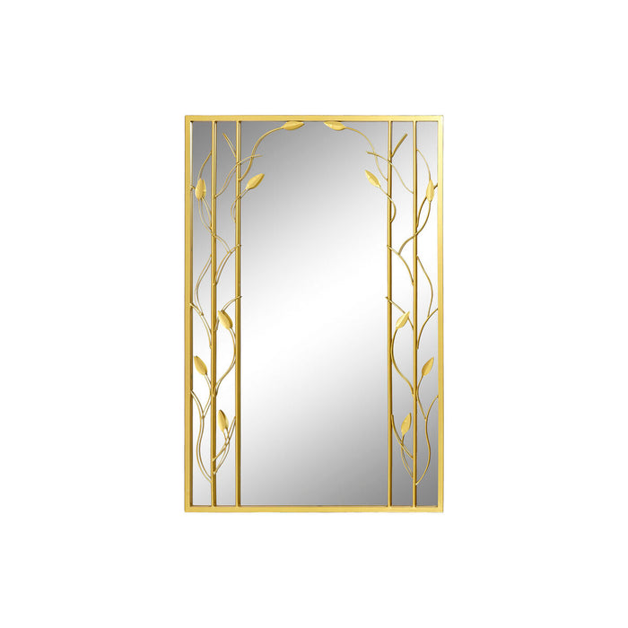 Oglindă de perete DKD Home Decor Oglindă Auriu* Metal Frunza a unei plante (60 x 2 x 90 cm)