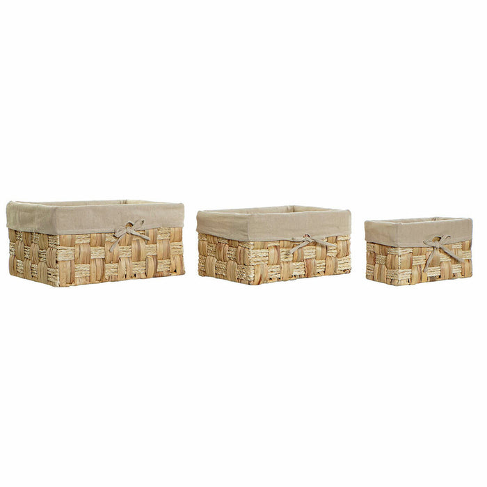 Set de Coșuri DKD Home Decor Natural Fibră naturală Boho 40 x 30 x 20 cm 3 Piese