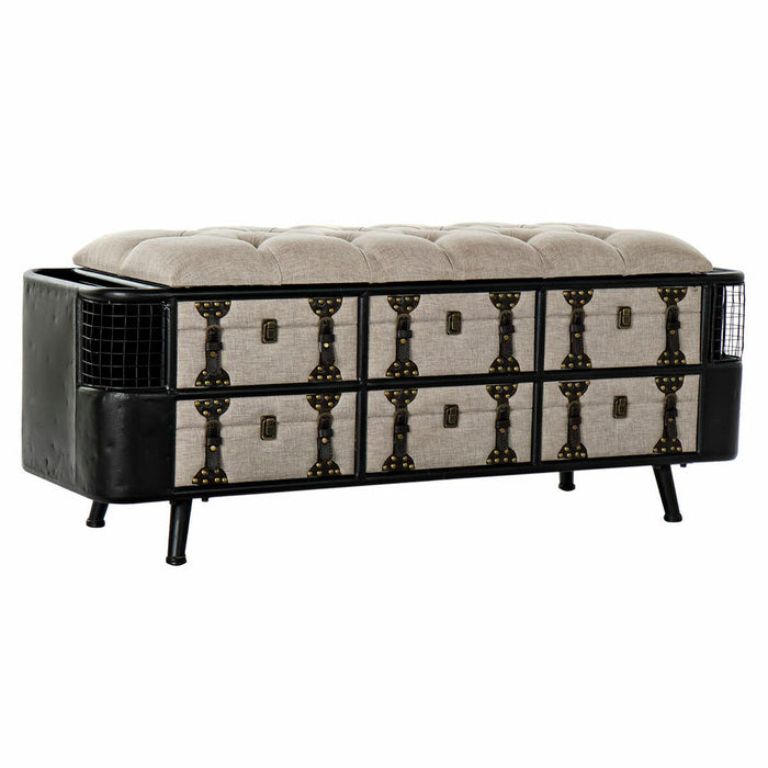 Banchetă DKD Home Decor 120 x 40 x 50 cm Negru Bej Metal Poliuretan