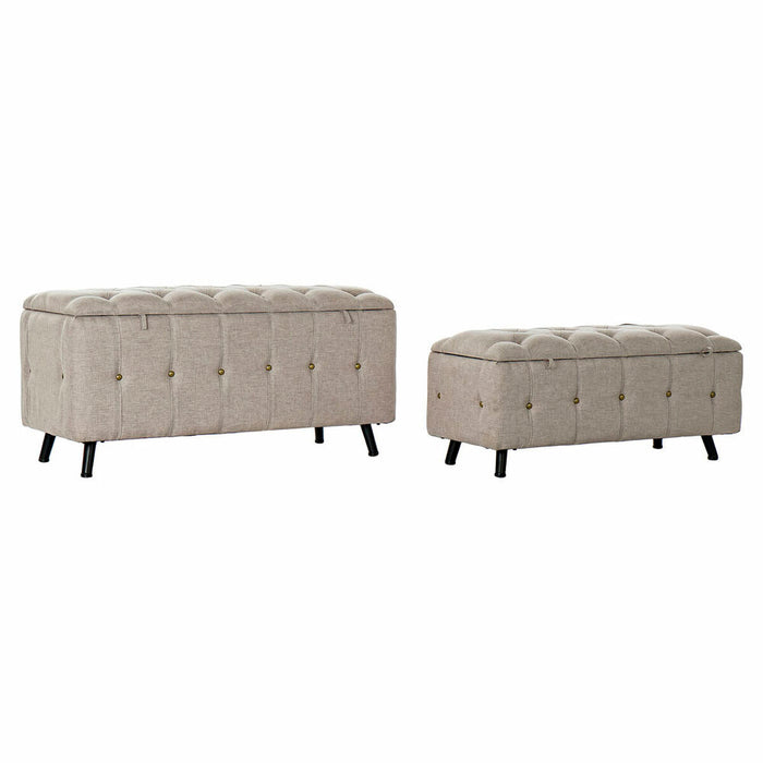 Banchetă DKD Home Decor Negru Bej Metal 103 x 42 x 52 cm (2 Unități)