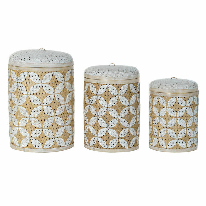 Set de Coșuri DKD Home Decor Bej Natural Bambus Boho 40 x 40 x 59 cm 3 Piese