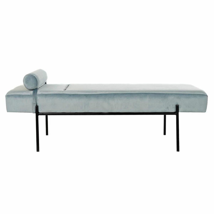 Canapea Șezlong DKD Home Decor Negru Albastru celest Metal 140 x 59 x 42 cm