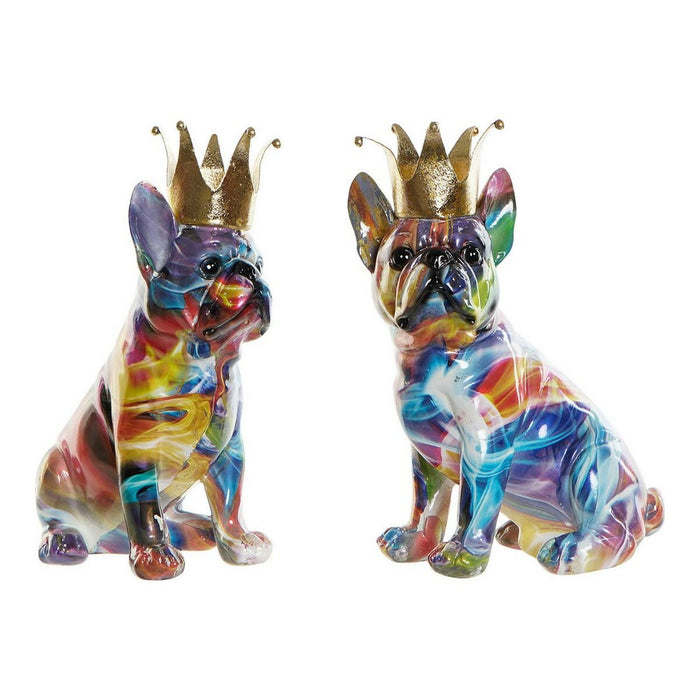 Figură Decorativă DKD Home Decor 18,5 x 11,5 x 23,5 cm Multicolor Câine (2 Unități)