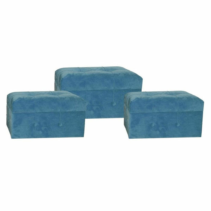 Suport pentru Picioare DKD Home Decor Albastru Poliester Lemn MDF (3 pcs)