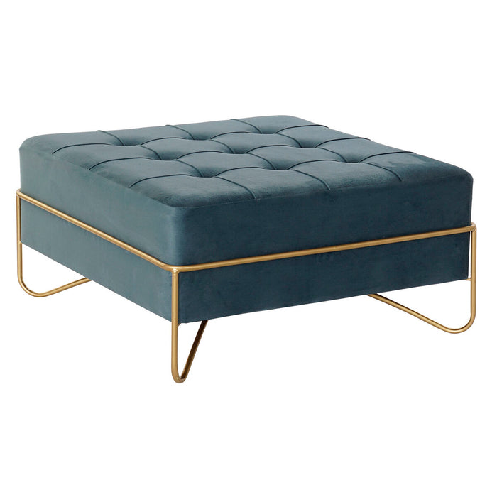 Banchetă DKD Home Decor Spumă Albastru Auriu* Metal Poliester Кадифе Lemn MDF (80 x 80 x 42 cm)