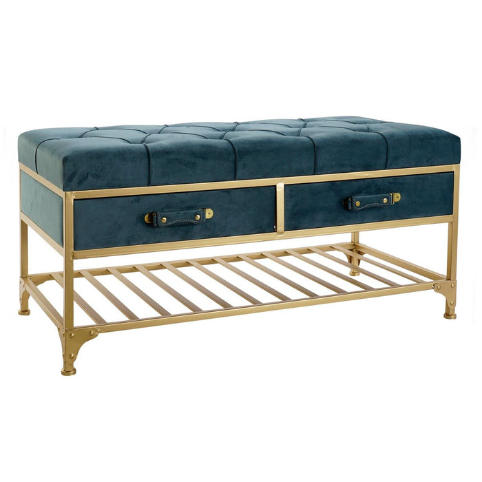 Banchetă DKD Home Decor 8424001850952 Albastru Multicolor Auriu* Metal 100 x 48 x 48,5 cm