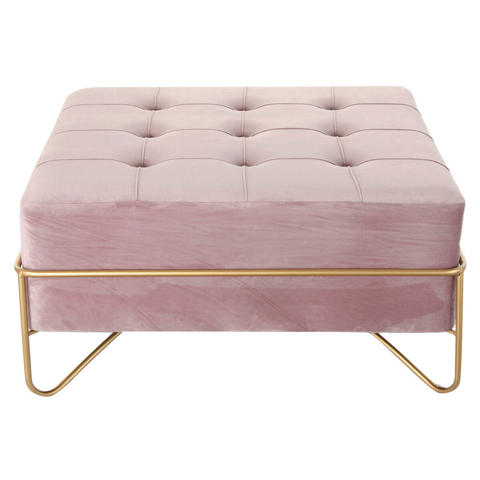 Banchetă DKD Home Decor Spumă Roz Auriu* Metal Poliester Кадифе Lemn MDF (80 x 80 x 42 cm)