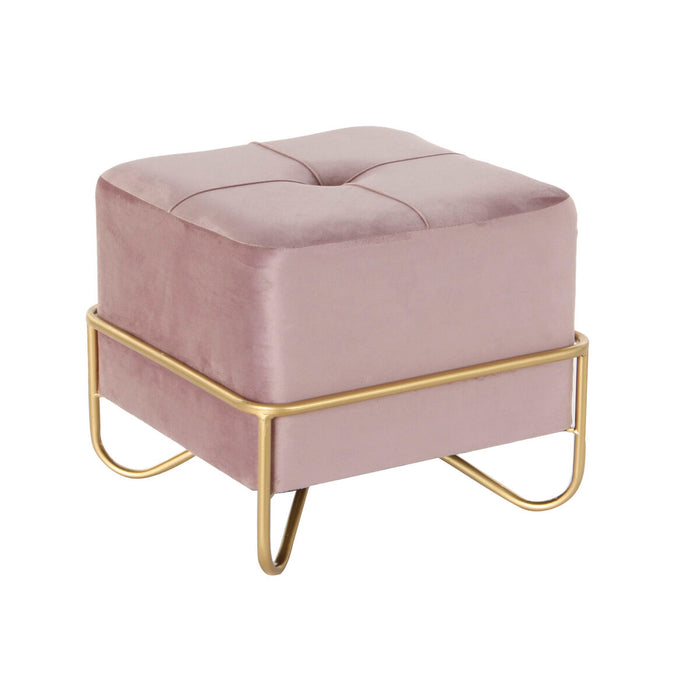 Banchetă DKD Home Decor Spumă Roz Auriu* Metal Poliester Кадифе Lemn MDF (42 x 42 x 38 cm)