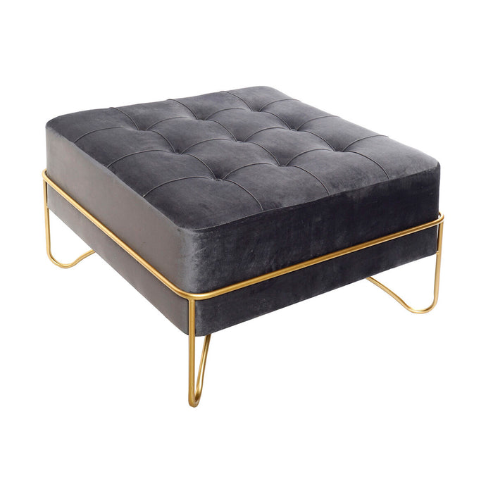 Banchetă DKD Home Decor Spumă Gri Auriu* Metal Poliester Кадифе Lemn MDF (80 x 80 x 47 cm)