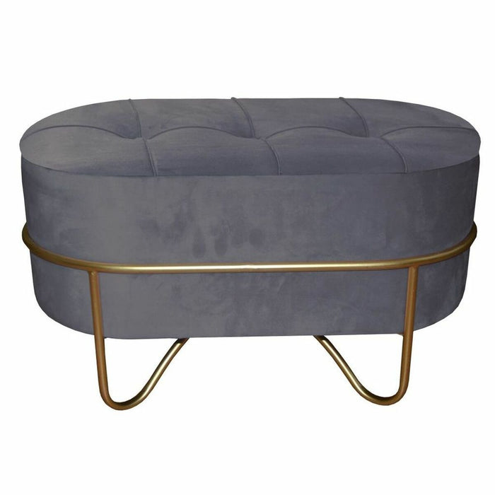 Banchetă DKD Home Decor Spumă Gri Auriu* Metal Poliester Кадифе Lemn MDF (72 x 39 x 41 cm) (72 x 39 x 39 cm)