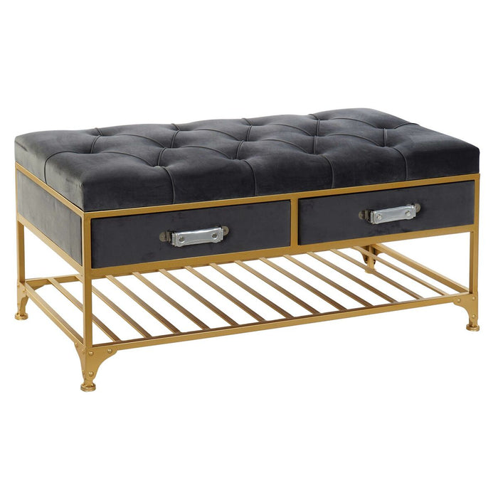 Banchetă DKD Home Decor 8424001851096 Gri Multicolor Auriu* Metal 100 x 48 x 48 cm