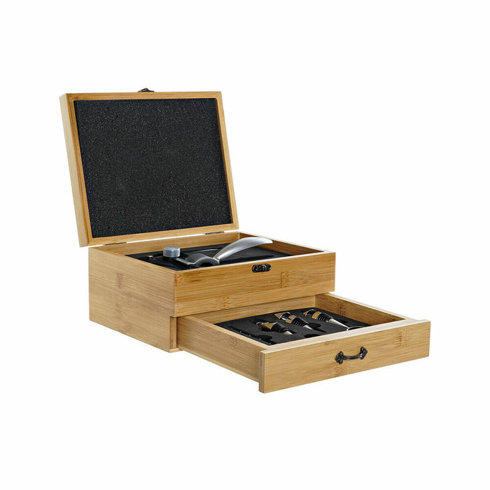 Set de Accesorii pentru Vin DKD Home Decor Bambus Oțel inoxidabil Maro Deschis (8 pcs) (26 x 22 x 13 cm)