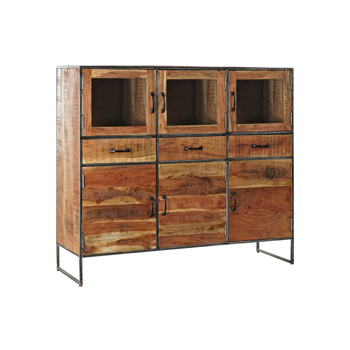 Stand Prezentare DKD Home Decor Metal Geam Salcâm Lemn Reciclat 135 x 40 x 120 cm