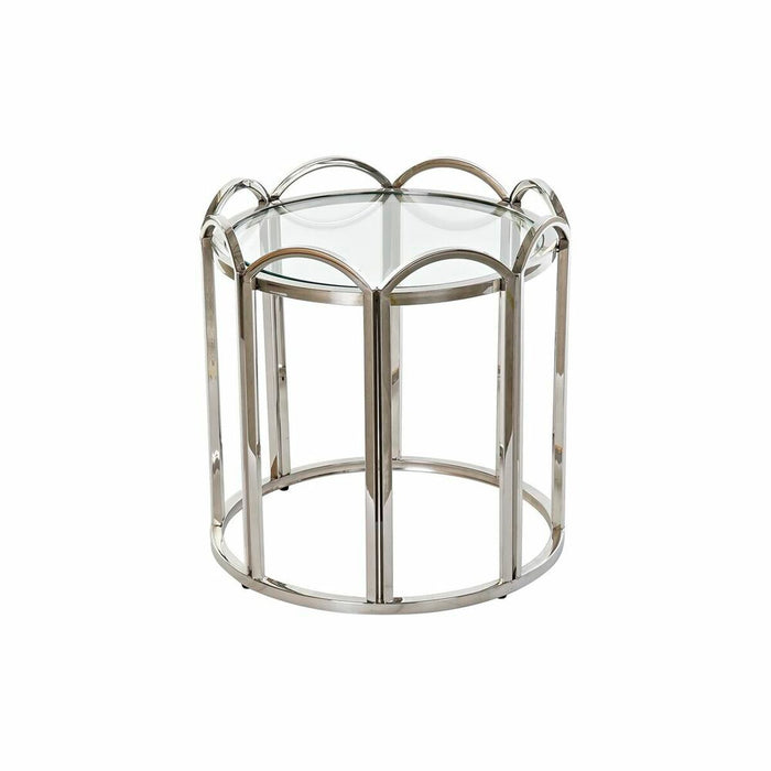 Masa laterală DKD Home Decor Geam Argintiu Metal (55 x 55 x 55 cm)