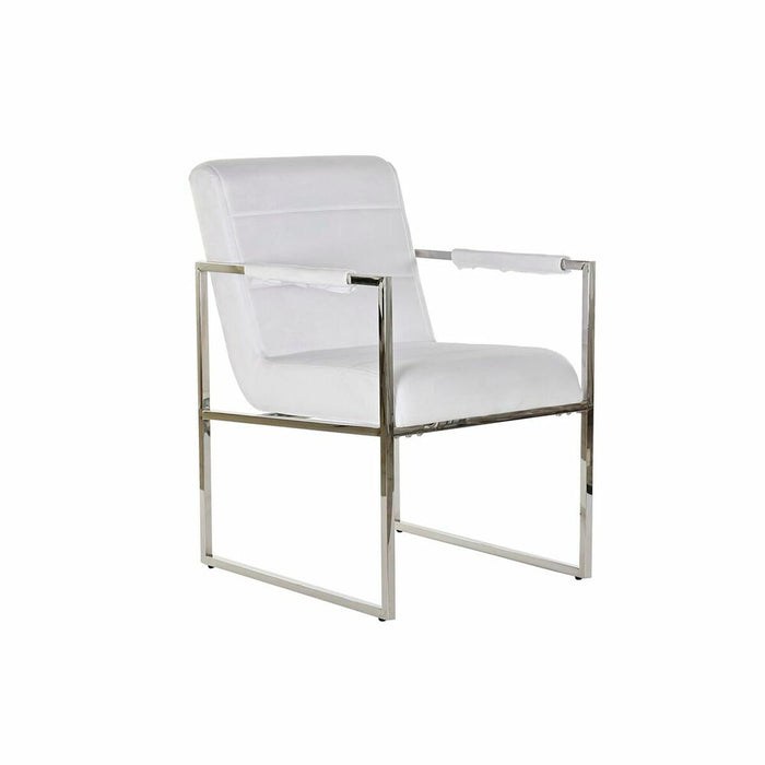 Scaun DKD Home Decor Poliester Oțel Alb (56 x 68 x 92 cm)