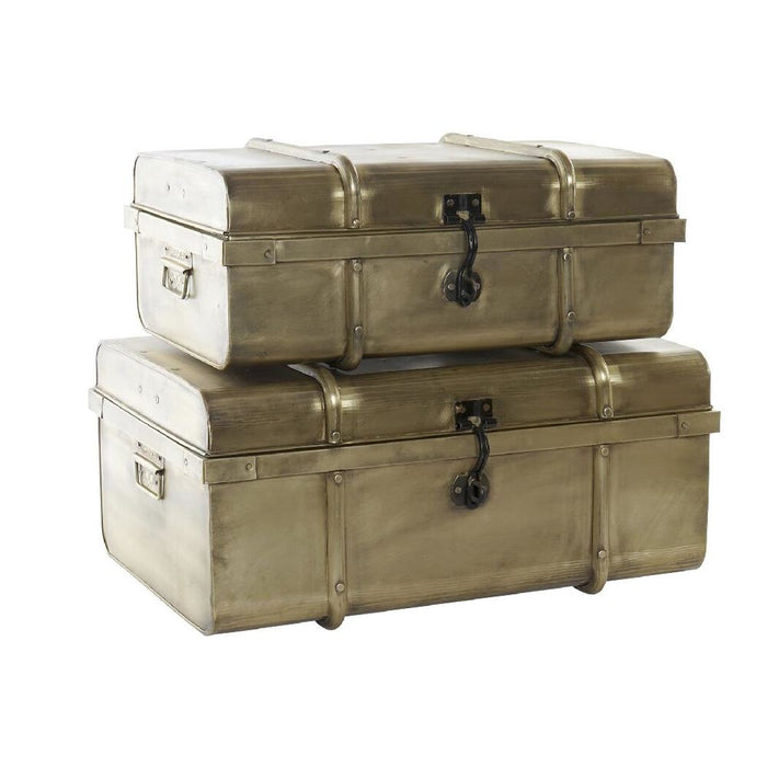 Cufăr DKD Home Decor Gri Metal (2 pcs)