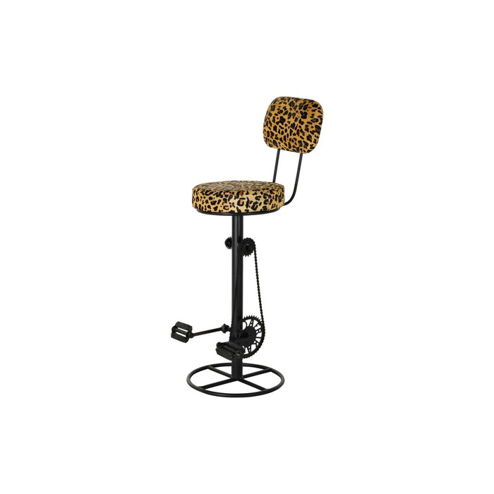 Taburet DKD Home Decor Negru Metal Maro Piele (42 x 48 x 116 cm)