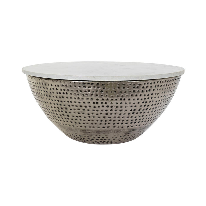 Masa laterală DKD Home Decor 72 x 72 x 33 cm Argintiu Oțel Alb Marmură