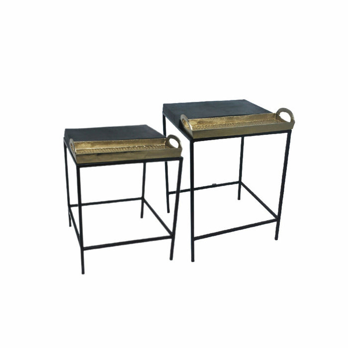 Masa laterală DKD Home Decor Negru Auriu* Oțel Aluminiu (43 x 42 x 58.5 cm)