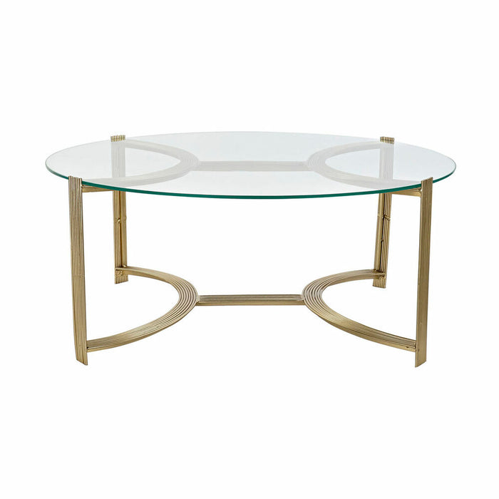 Masa laterală DKD Home Decor 81 x 81 x 34 cm Geam Auriu* Oțel Aluminiu