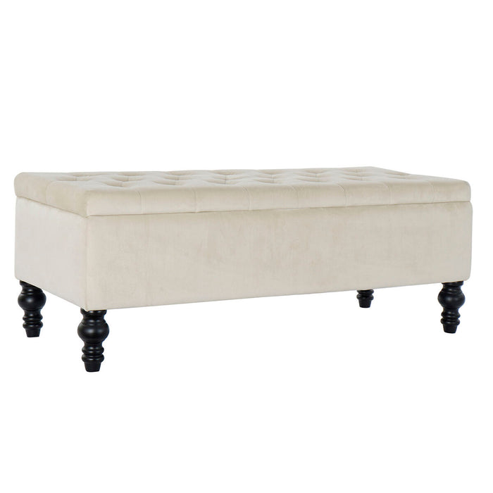 Banchetă DKD Home Decor 115 x 44 x 43 cm 114 x 44 x 41 cm Negru Lemn Crem