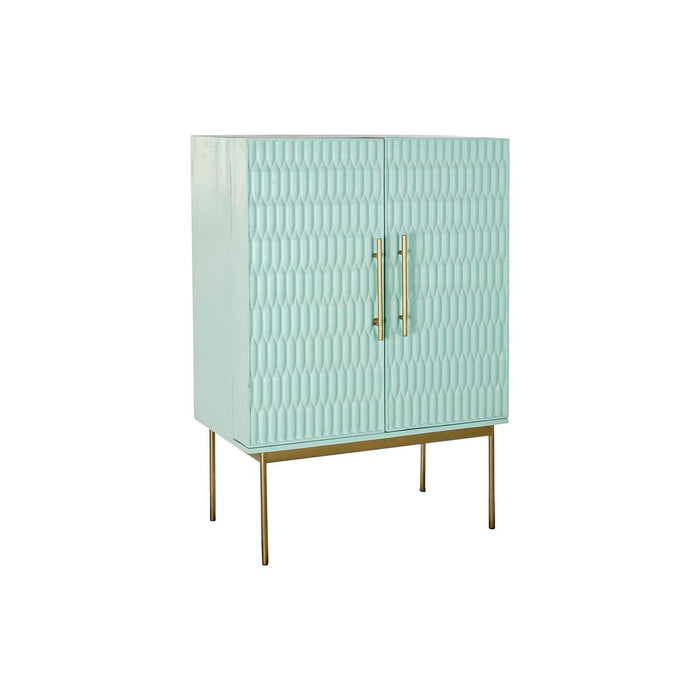 Servantă DKD Home Decor Suport pentru Sticle Metal Lemn Turquoise (90 x 48 x 130 cm)