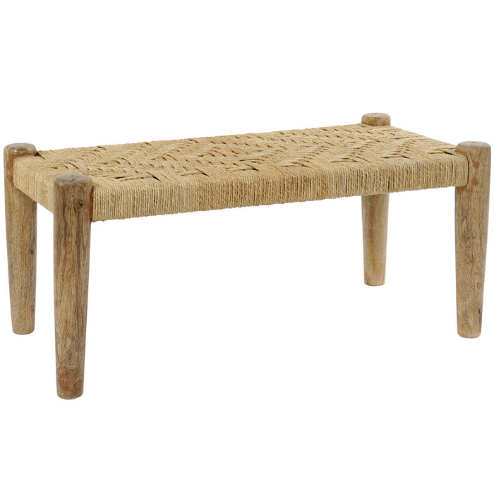 Banchetă DKD Home Decor Natural Въже Lemn de mango (88 x 42 x 39,5 cm)