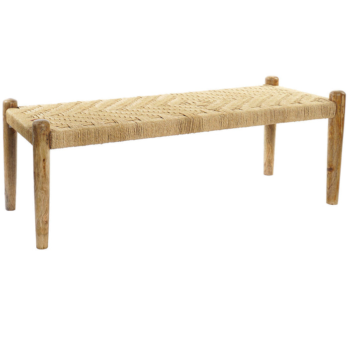 Banchetă DKD Home Decor 145 x 55 x 49 cm Natural Maro Въже Lemn de mango