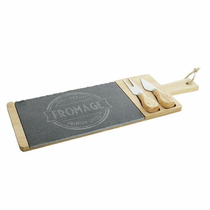 Masă de tăiat DKD Home Decor Negru Natural Bambus Slate 40 x 14 x 2 cm