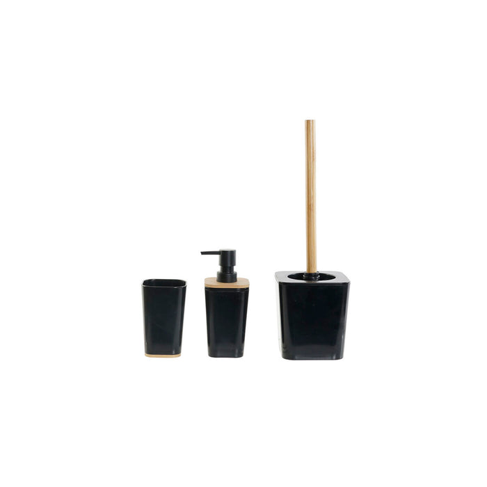 Set de Baie DKD Home Decor Negru Natural Bambus Aluminiu polistiren 11,5 x 11,5 x 38 cm