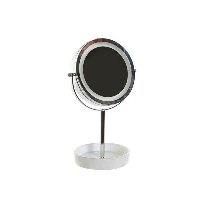 Oglindă cu Efect de Mărire cu LED DKD Home Decor 14,5 x 14,5 x 33 cm Ceramică Alb Metalizat