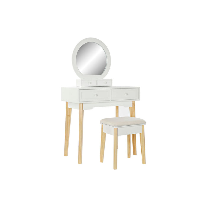 Dispozitiv de redare muzică DKD Home Decor Alb Natural Oglindă Lemn MDF 75 x 40 x 129 cm