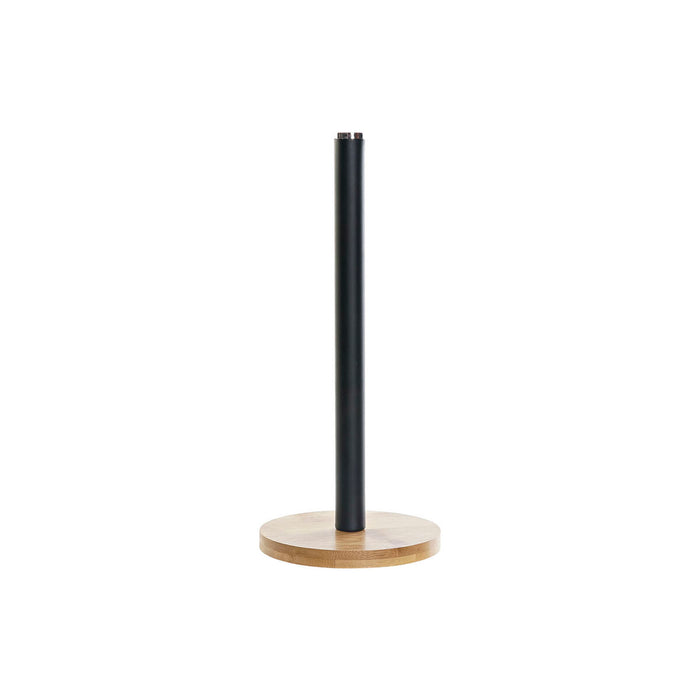 Suport pentru hârtie de bucătărie DKD Home Decor Negru Natural Bambus Oțel inoxidabil 15 x 15 x 34 cm