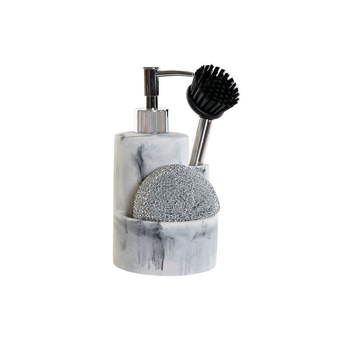Dozator de Săpun DKD Home Decor Alb Rășină Oțel inoxidabil 12,6 x 11,4 x 18,6 cm