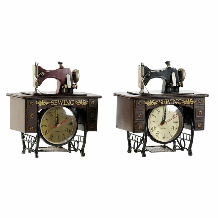 Stolní hodiny DKD Home Decor 18 x 10 x 20 cm Negru Metal Maro Castaniu Vintage (2 Unități)