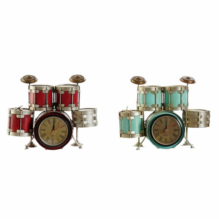 Stolní hodiny DKD Home Decor 25 x 11 x 20 cm Roșu Metal Turquoise Vintage (2 Unități)