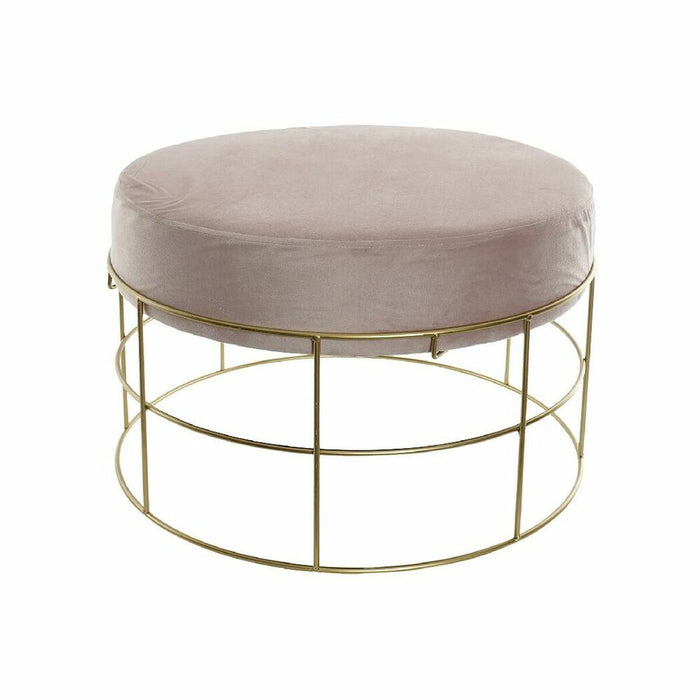 Suport pentru Picioare DKD Home Decor Auriu* Metal Poliester Roz deschis (60 x 60 x 37.5 cm)