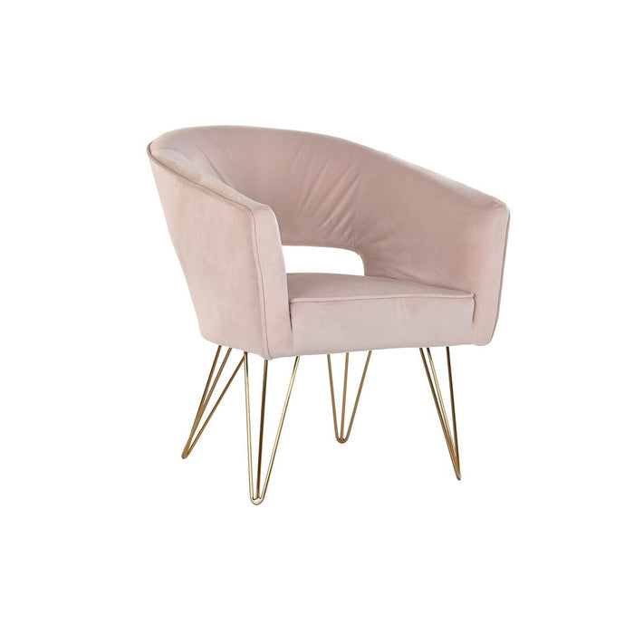 Fotoliu DKD Home Decor 70 x 65 x 74 cm Auriu* Metal Plastic Roz deschis