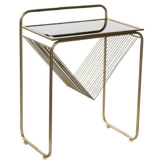 Masa laterală DKD Home Decor Negru Auriu* Metal Geam Plastic 48 x 30 x 63 cm