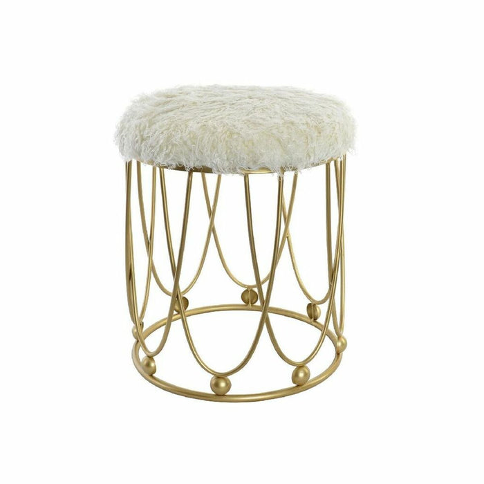 Suport pentru Picioare DKD Home Decor Auriu* Metal Poliester Кадифе Alb (40 x 40 x 46 cm)