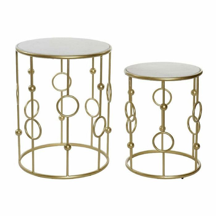 Masa laterală DKD Home Decor Auriu* Alb Metal Marmură (2 Piese)