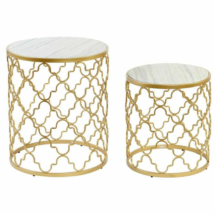 Masa laterală DKD Home Decor Argintiu Metal Alb Marmură (48 x 48 x 57 cm) (2 pcs) (40 x 40 x 46 cm)