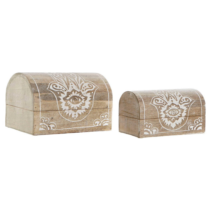 Casetă de Bijuterii DKD Home Decor 23 x 15,5 x 14,5 cm Maro Lemn de mango (2 Unități)