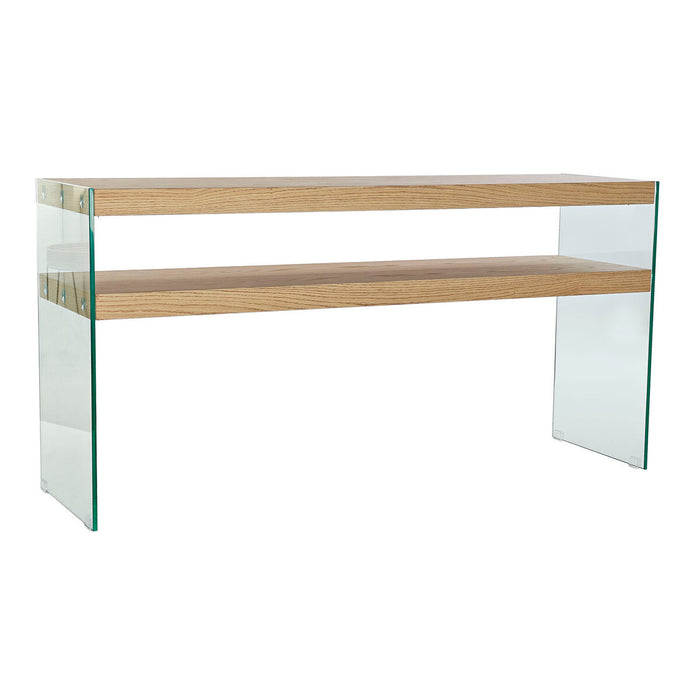 Consolă DKD Home Decor Geam Transparent Maro Deschis 160 x 45 x 80 cm Lemn MDF