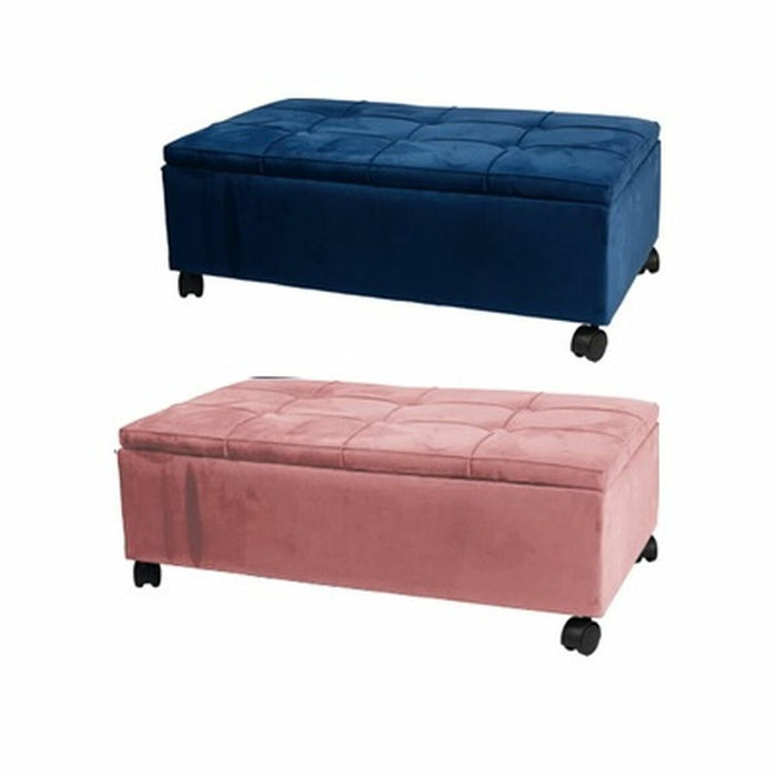 Banchetă DKD Home Decor Roz Poliester Кадифе Bleumarin Plop (70 x 39,5 x 24,5 cm) (2 Unități)