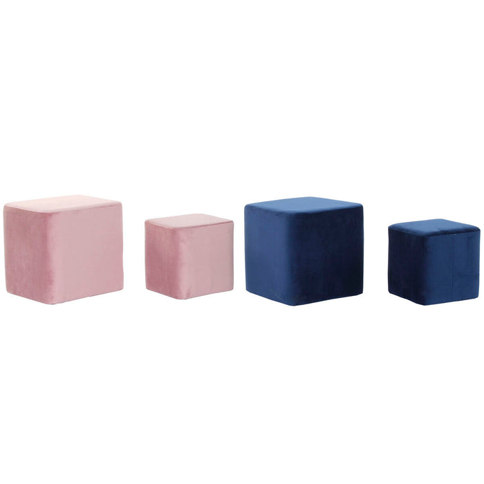 Suport pentru Picioare DKD Home Decor Bleumarin Roz deschis Lemn Plastic Кадифе Urban 36 x 36 x 35 cm (2 Unități)