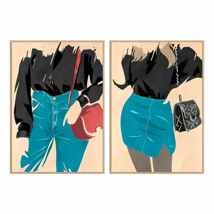 Tablou DKD Home Decor Femeie 83 x 4,5 x 123 cm Scandinav (2 Unități)