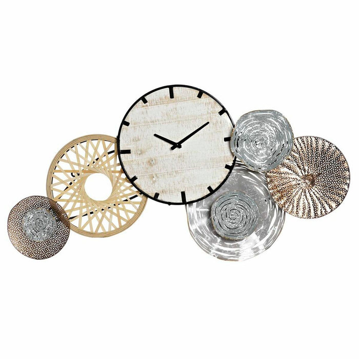 Ceas de Perete DKD Home Decor Gri Metal Cercuri Lemn MDF (99 x 7.6 x 54.3 cm)