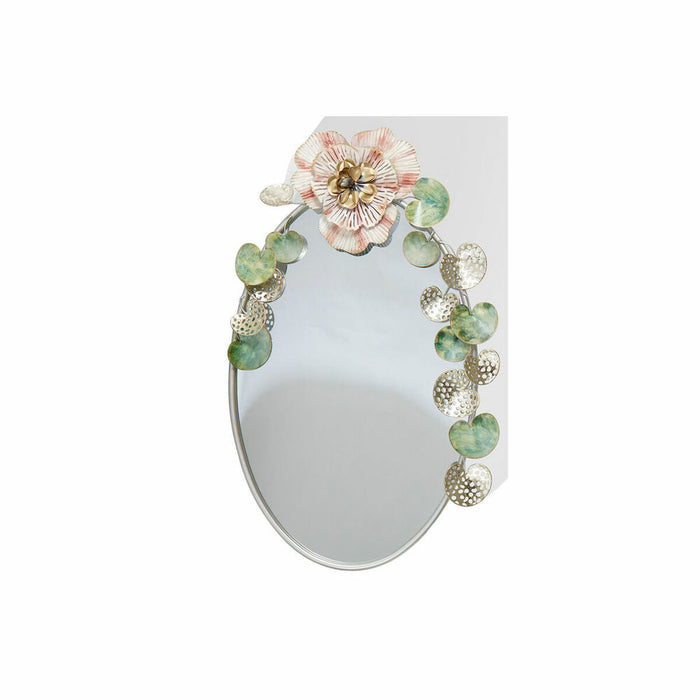 Oglindă de perete DKD Home Decor 60,3 x 11 x 87 cm Geam Roz Auriu* Metal Verde Shabby Chic Frunza a unei plante
